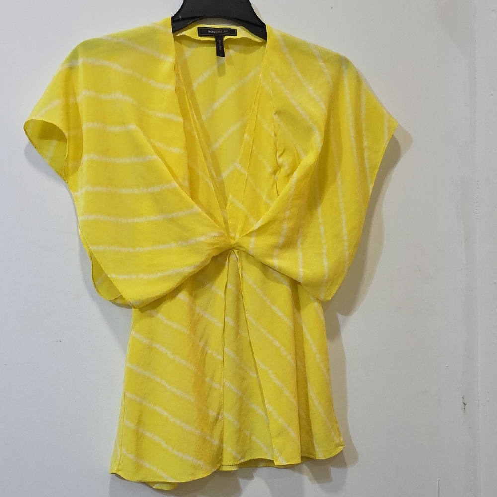 BCBGMaxAzria Yellow Striped Blouse